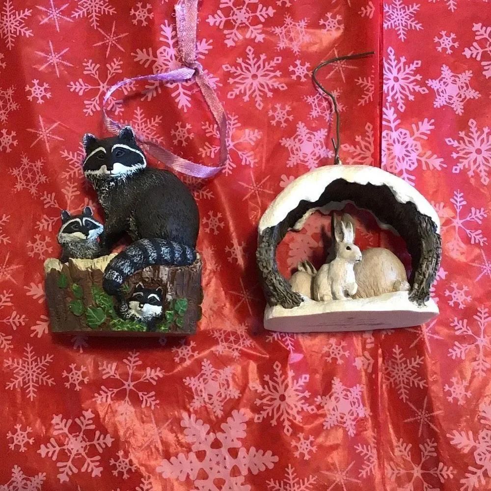 Ornaments pair of two vintage, Mark Newman, hallmark animal ornaments